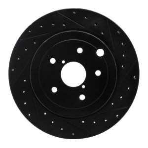 Subaru Impreza Brake Rotor (1) - Rear Right - R1 Concepts - Drilled & Slotted - Black - `08-`20